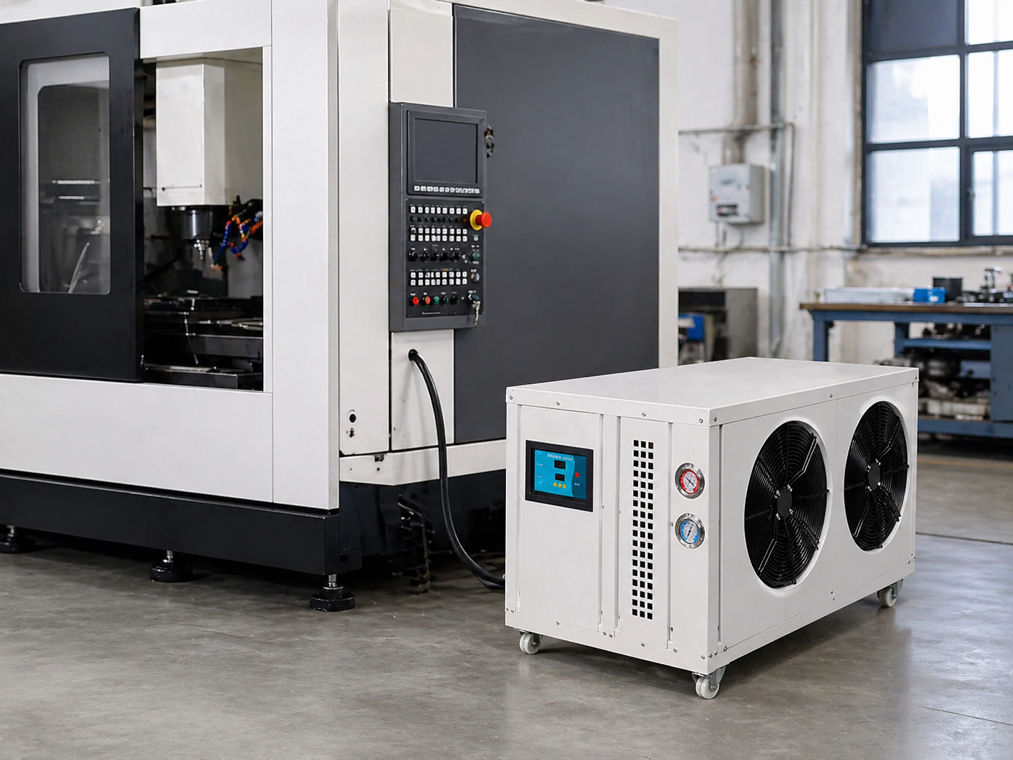 Industrial chiller for CNC machine tool and spindle cooling