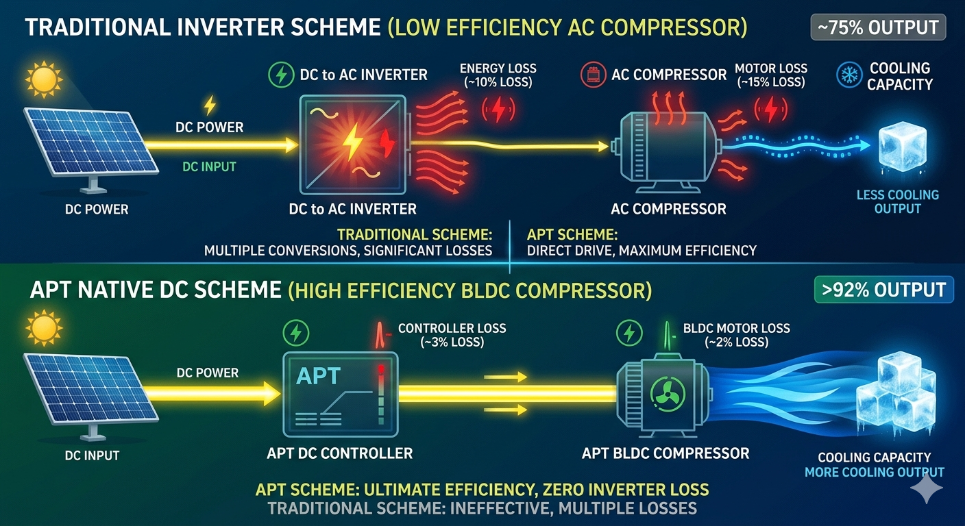 Full Width Energy Efficiency Comparison - APT Native DC Scheme