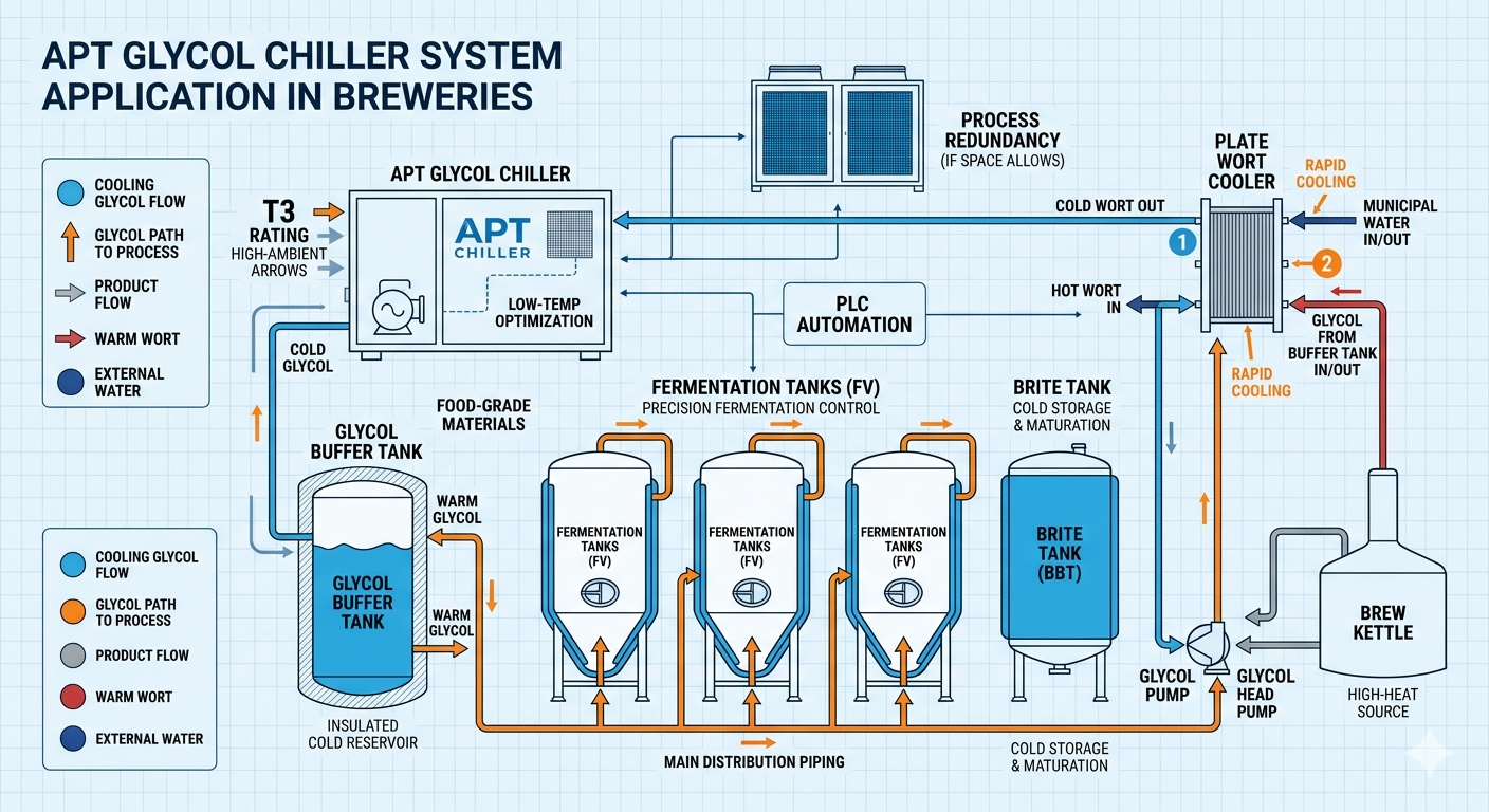 APT Brewery Glycol Chiller Application Diagram