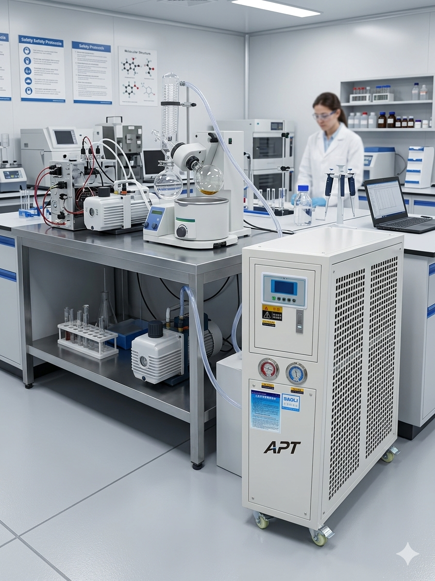 Laboratory chiller for instruments and temperature baths