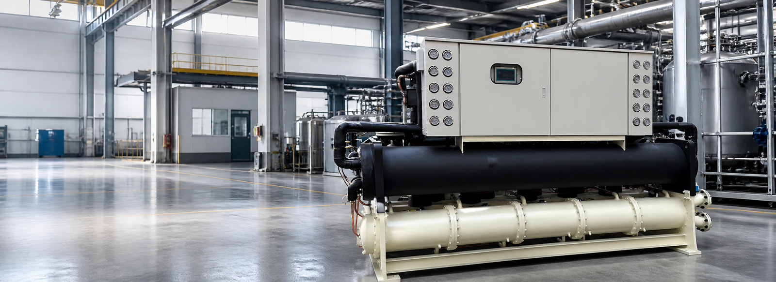 150HP water-cooled industrial chiller hero banner by APT Chiller for high-capacity process cooling