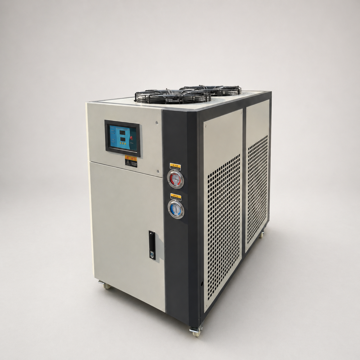 5 HP air-cooled chiller with built-in water tank and coil evaporator for laser CNC and general process cooling