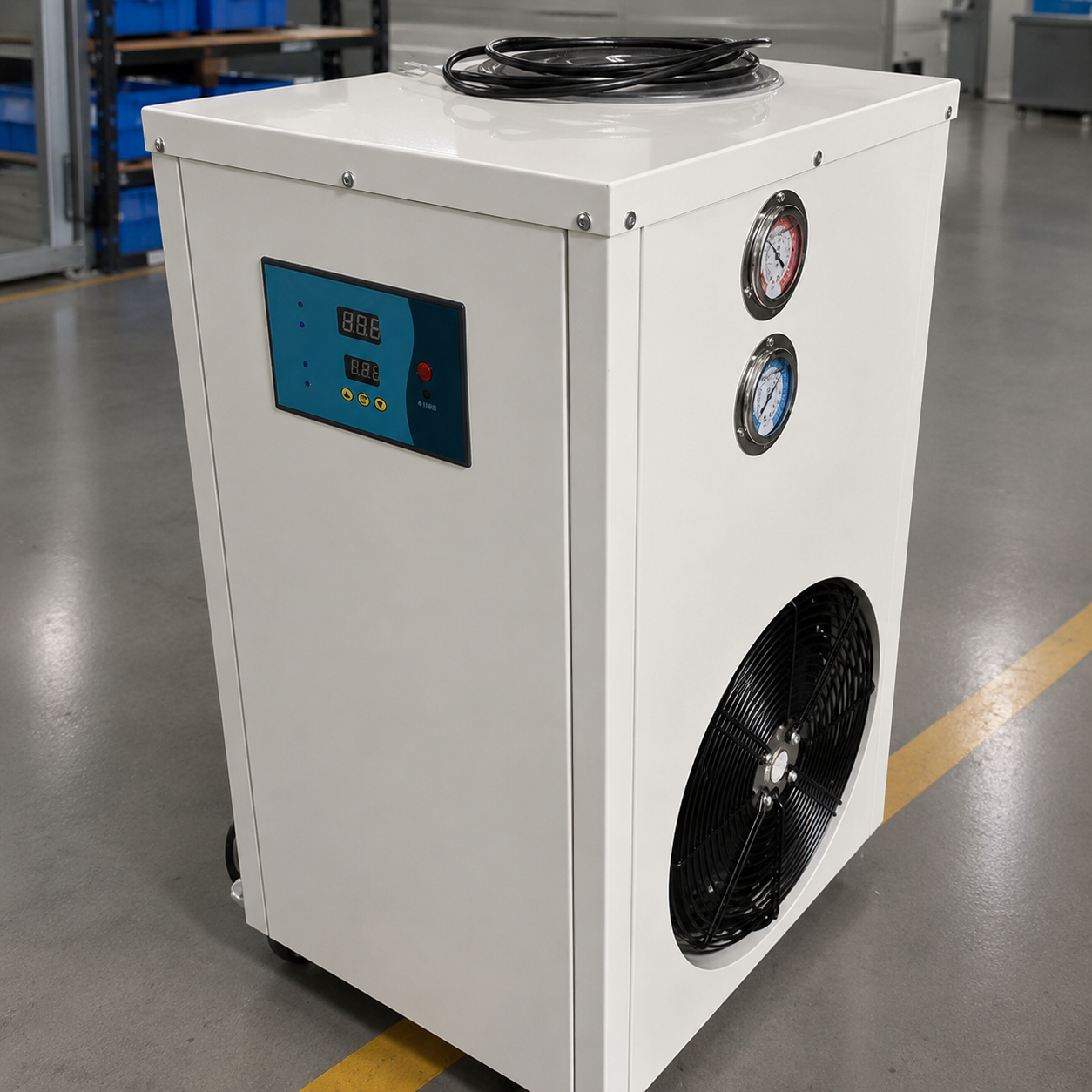 APT 1HP custom compact air-cooled laser chiller with top water filling design