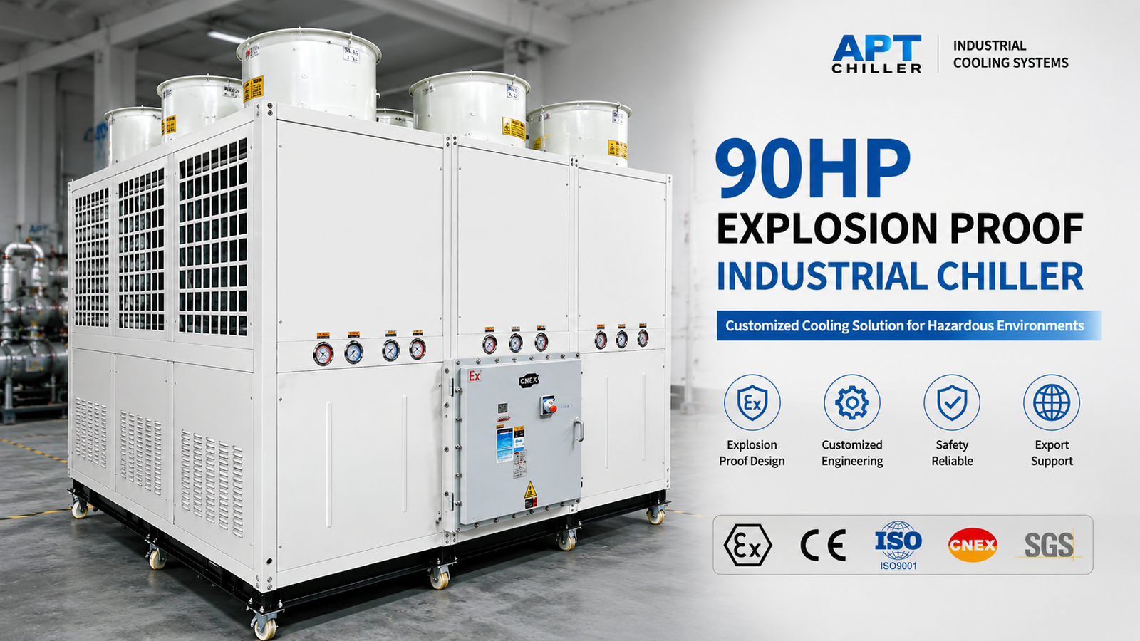 90HP explosion proof industrial chiller for hazardous process cooling