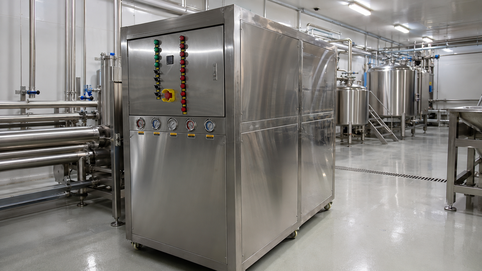 24HP stainless steel water cooled industrial chiller detail image for process cooling reference